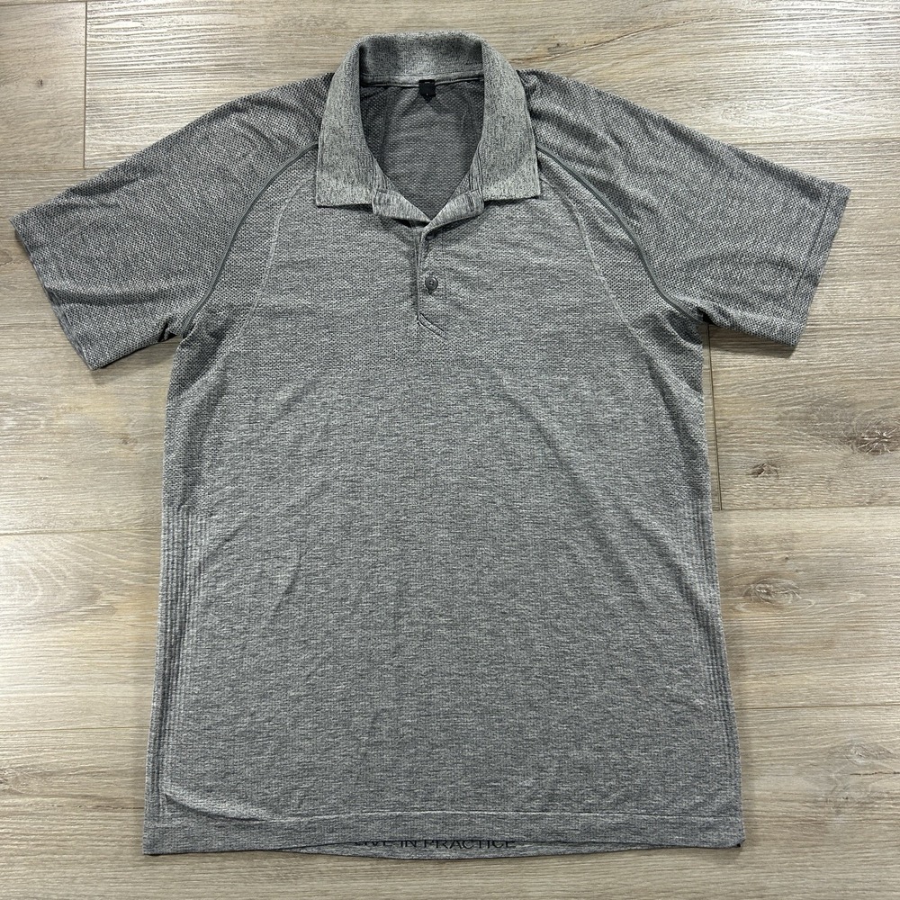 Lululemon Metal Vent Tech Large Polo Short Sleeve Heather Gray